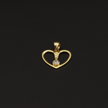 Real Gold Center Line Stone Heart Pendant - 18K Gold Jewelry