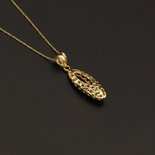 Real Gold Chain With Gold 3D Net Oval Pendant - 18K Gold Jewelry
