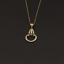 Real Gold Chain With Gold 3 Stone Pendant - 18K Gold Jewelry
