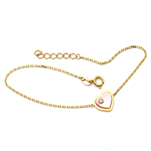 Real Gold Pearl Pink Heart Bracelet MOP 0655-X BR1427