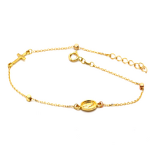 Real Gold 3D Cross Rosary Bracelet 0232 BR1428