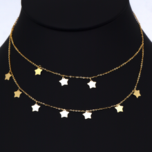 Real Gold Double layer Dangler Star Choker Adjustable Size Necklace 2289-111 N1321