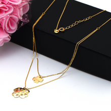 Real Gold Double layer Flower Choker Adjustable Size Necklace 2638-11 N1322