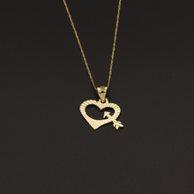 Real Gold Lined Arrow Heart Necklace - 18K Gold Jewelry