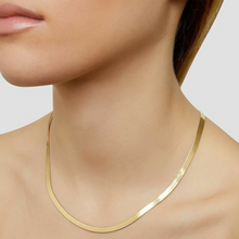 Real Gold Flat Mirror Solid Snake Chain Necklace 0189 (45 C.M) CH1191