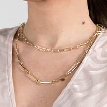 Real Gold Dual layer Detachable Big Paper Clip Link Chain Adjustable Size Necklace 1388 N1337