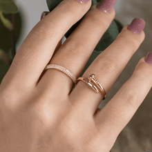 Real Gold Bridal Plain Stone Ring 0695 (SIZE 6) R2096