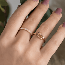 Real Gold Bridal Plain Stone Ring 0695 (SIZE 4) R2535