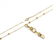 Real Gold GZTF Dangler Texture Drop with Beads Rosary Necklace 8137 N1349