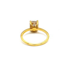 خاتم خطوبة وزفاف بحجر جانبي مستطيل من الذهب الحقيقي R2309 0206 (مقاس 4.5)