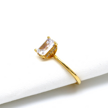 خاتم خطوبة وزواج بحجر جانبي مستطيل من الذهب الحقيقي  R2209 0206 (مقاس 8.5)
