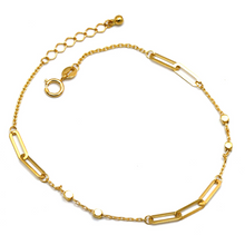 Real Gold Square Beads Paper Clip Bracelet 5444 BR1531
