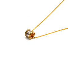 Real Gold GZBV 2 Color Small Round Roller Pendant with Box Chain 0159-YM B CWP 1872
