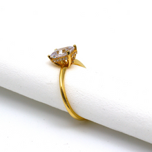 خاتم خطوبة وزواج بحجر جانبي مستطيل من الذهب الحقيقي R2329 0206 (مقاس 7.5)