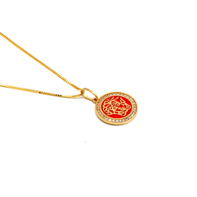 Real Gold GZMH Red Round Luxury Pendant with Box Chain VP 0150 CWP 1870