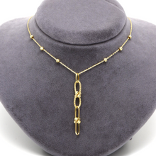 Real Gold GZTF Dangler Texture Drop with Beads Rosary Necklace 8137 N1349