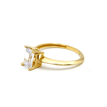 Real Gold Rectangle Stone Engagement and Wedding Ring 0107 (SIZE 6) R2210