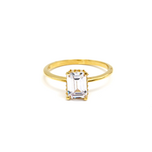 Real Gold Rectangle Side Stone Engagement and Wedding Ring 0206 (SIZE 6.5) R2208