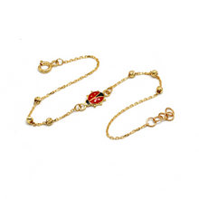 Real Gold Red Beetle Beads Adjustable Size Bracelet S007 BR1543
