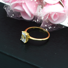 خاتم خطوبة وزواج بحجر جانبي مستطيل من الذهب الحقيقي R2329 0206 (مقاس 7.5)