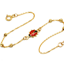 Real Gold Red Beetle Beads Adjustable Size Bracelet S007 BR1543