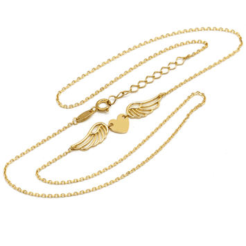 Real Gold Heart Wings Necklace 5307/111 N1351