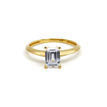 Real Gold Rectangle Stone Engagement and Wedding Ring 0107 (SIZE 6) R2210