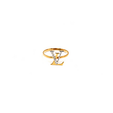 خاتم من الذهب الحقيقي مكون من لونين 0015-4YZ (مقاس 9) R2236 GZLV 