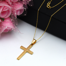 Real Gold Textured Cross Necklace 1925/24 CWP 1876