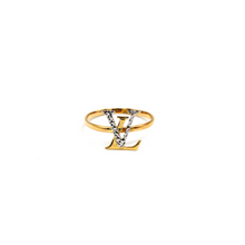خاتم من الذهب الحقيقي مكون من لونين 0015-4YZ (مقاس 9) R2236 GZLV 