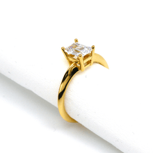 Real Gold Rectangle Stone Engagement and Wedding Ring 0107 (SIZE 6) R2210