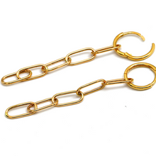 Real Gold Paper Clip Hanging Earring Set 1562 E1809