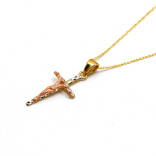 Real Gold 3D 3 Color Cross Necklace 0889/111 CWP 1877