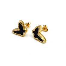 Real Gold GZVC Butterfly Black Pearl Earring Set 0115-1PK E1802