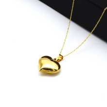 قلادة قلب سادة ثلاثية الأبعاد من الذهب الحقيقي 0428/M CWP 1862