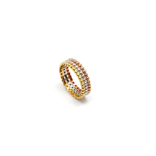 Real Gold Tri Color Beaded Band Bubble Luxury Wedding Ring 5853 (SIZE 5.5) R2918