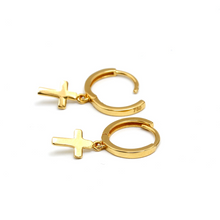 Real Gold Hanging Cross Earring Set E0891 E1810