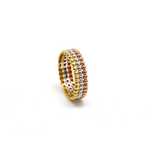 Real Gold Tri Color Beaded Band Bubble Luxury Wedding Ring 5853 (SIZE 5.5) R2918
