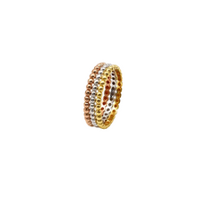 Real Gold Tri Color Beaded Band Bubble Luxury Wedding Ring 5853 (SIZE 5.5) R2918