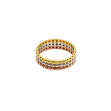 Real Gold Tri Color Beaded Band Bubble Luxury Wedding Ring 5853 (SIZE 5.5) R2918
