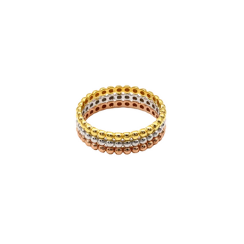 Real Gold Tri Color Beaded Band Bubble Luxury Wedding Ring 5853 (SIZE 5.5) R2918