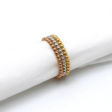 Real Gold Tri Color Beaded Band Bubble Luxury Wedding Ring 5853 (SIZE 5.5) R2918