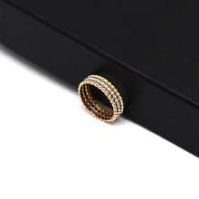 Real Gold Tri Color Beaded Band Bubble Luxury Wedding Ring 5853 (SIZE 5.5) R2918