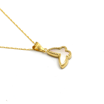 Real Gold Butterfly Pearl Necklace GZJVN 0115-2KU CWP 1864