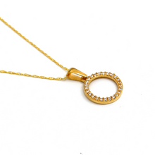 Real Gold Round Stone Necklace G766 CWP 1883