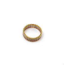 Real Gold Tri Color Beaded Band Bubble Luxury Wedding Ring 5853 (SIZE 5.5) R2918