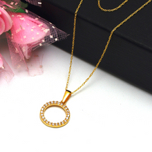 Real Gold Round Stone Necklace G766 CWP 1883
