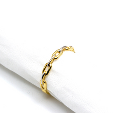 خاتم ملتوي ثنائي اللون مصنوع من الذهب الحقيقي مقاس (10) R2269