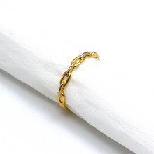 خاتم ملتوي ثنائي اللون مصنوع من الذهب الحقيقي مقاس (10) R2269