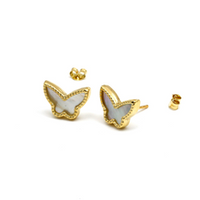 Real Gold GZVC Butterfly Pearl Earring Set 0115-2PK E1801